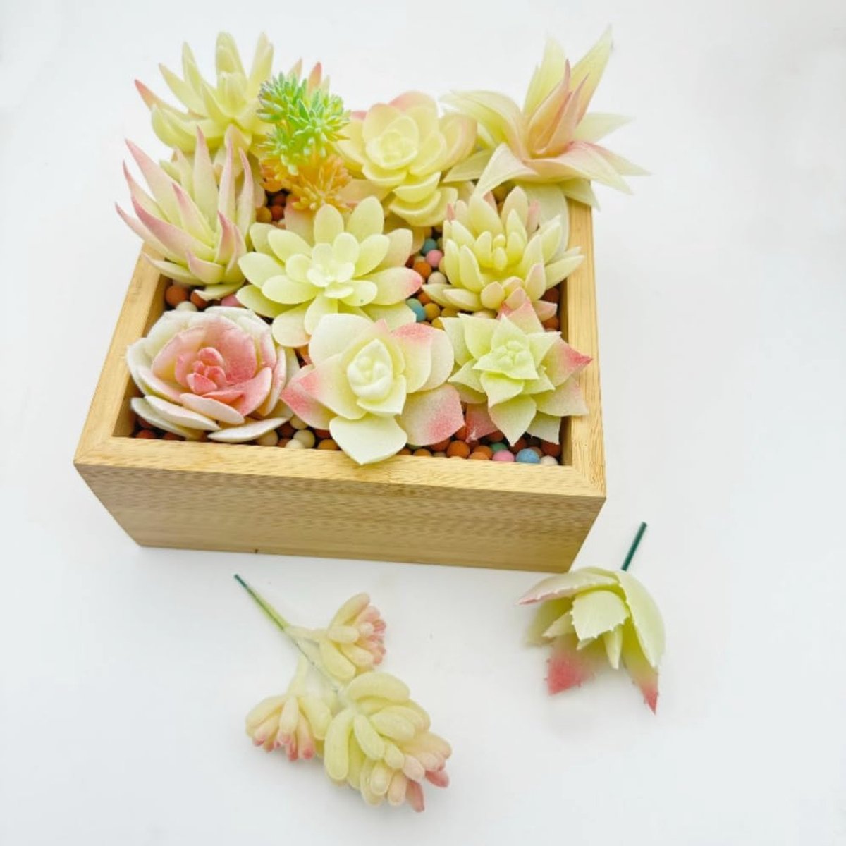 Vetplanten, mini-kunstmatige vetplanten, kunstmatige luchtplanten die er echt uitzien, plastic plant voor tuin- en buitendecoratie (12, lichtgroen)