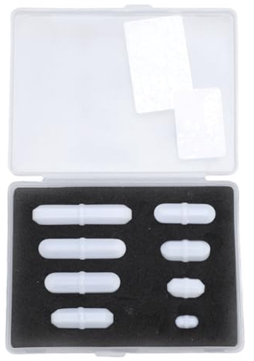 8-delige magnetische roerstaafset, PTFE-magnetische roerstaven voor laboratoriummengen en wetenschappelijke experimenten, hitte- en koudebestendig