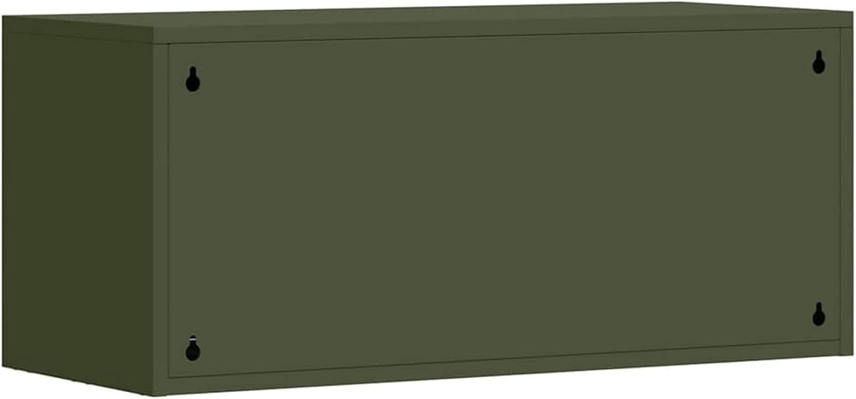 Garage met gasdrukliftdeur, olijfgroen, gepoedercoat staal, 33x80x35 cm, wandmontage