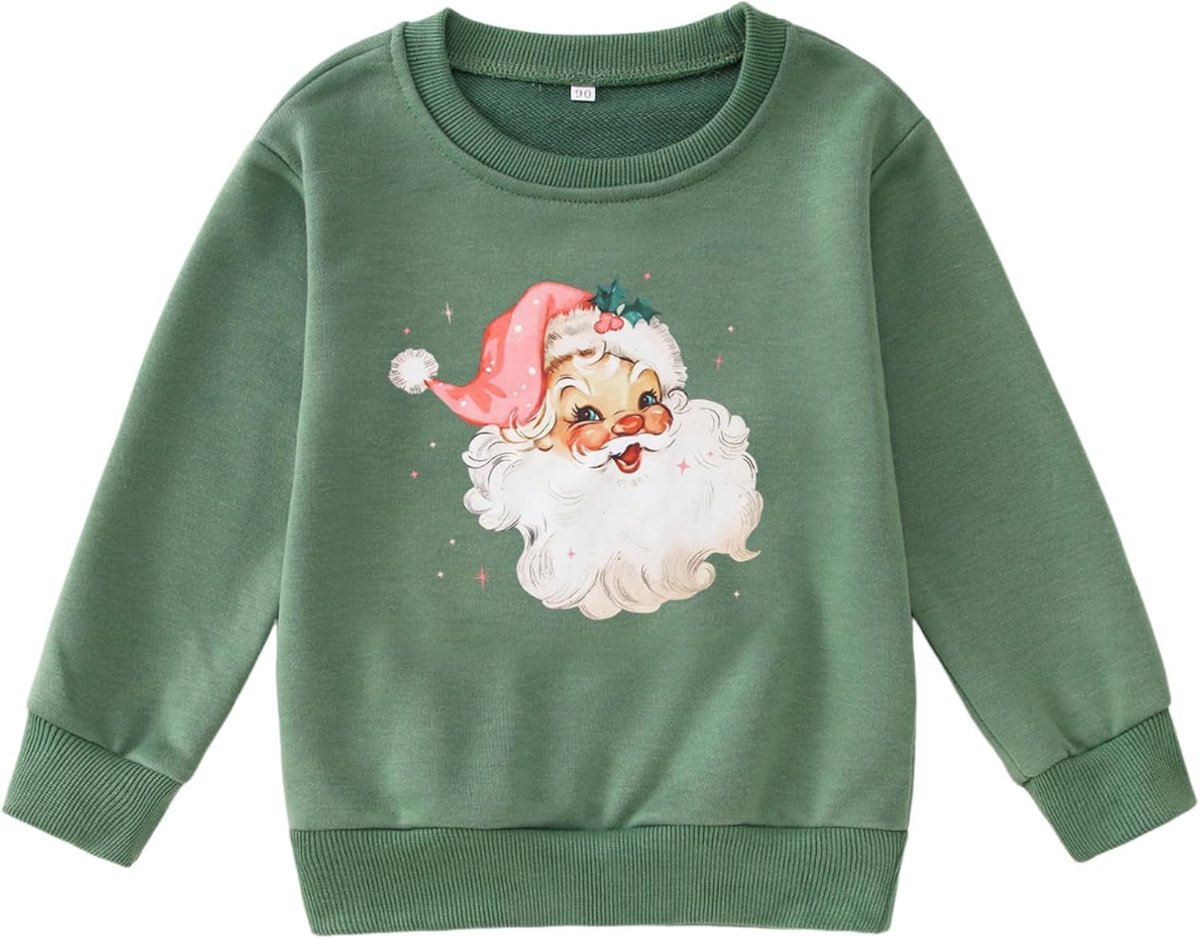 C&M WODRO Kindertrui met kerstman, pullover voor baby's, sweatshirt met kerstmuts, printer jongens en meisjes, kleding, feestelijke kinderkleding, winter, thermoshirt met lange mouwen