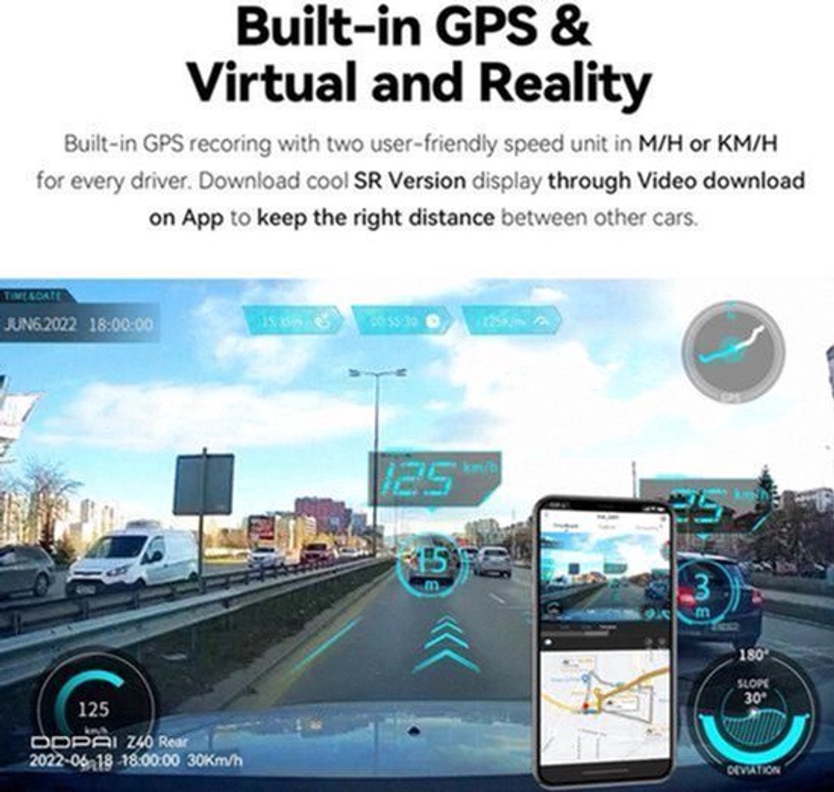 Dash Cam Dual Car Camera – 1944P HD – WiFi – Voor & Achter – 24H Parkeerbeveiliging – D²save Opslag – Zonder Geheugenkaart