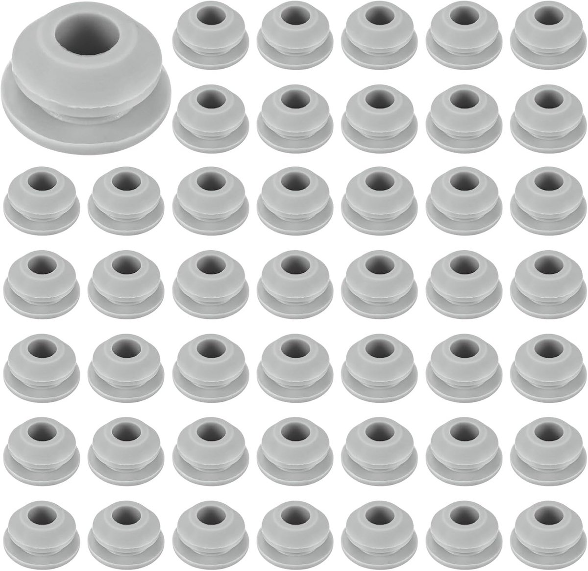 Pluggen, klikbare vergrendelingsgatpluggen voor 6,5-7 mm gat, rubberen plug met rond gat voor keuken, schotten, waterdichte afdichtpluggen [grijs]