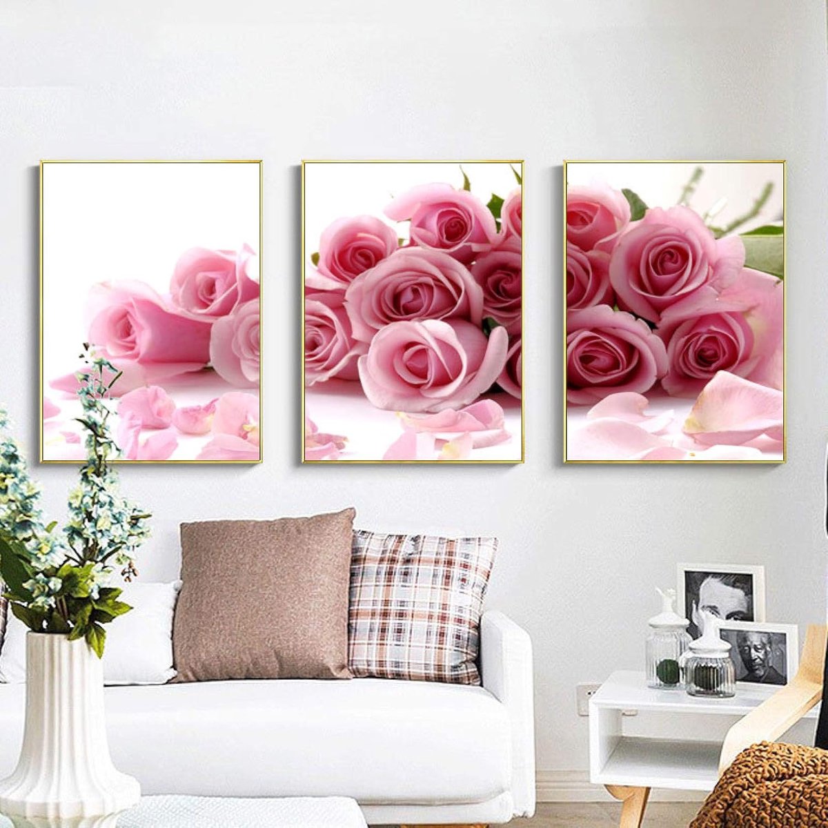 Bloemenprint Minimalistische Muurkunst Posters en Prints Canvas Schilderij Foto voor Kinderkamer Woonkamer Decoratie 60x90cmx3 Frameloos
