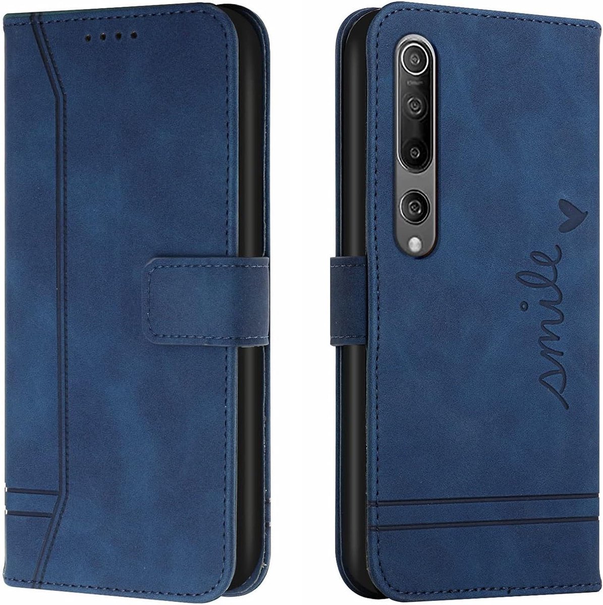 Telefoonhoesje voor Xiaomi Mi 10 5G / Xiaomi Mi 10Pro 5G, PU Lederen Flip Wallet Case met Kaartenvakken en Folio Cover Beschermhoesje voor Xiaomi Mi 10 5G / Mi 10Pro 5G, Blauw