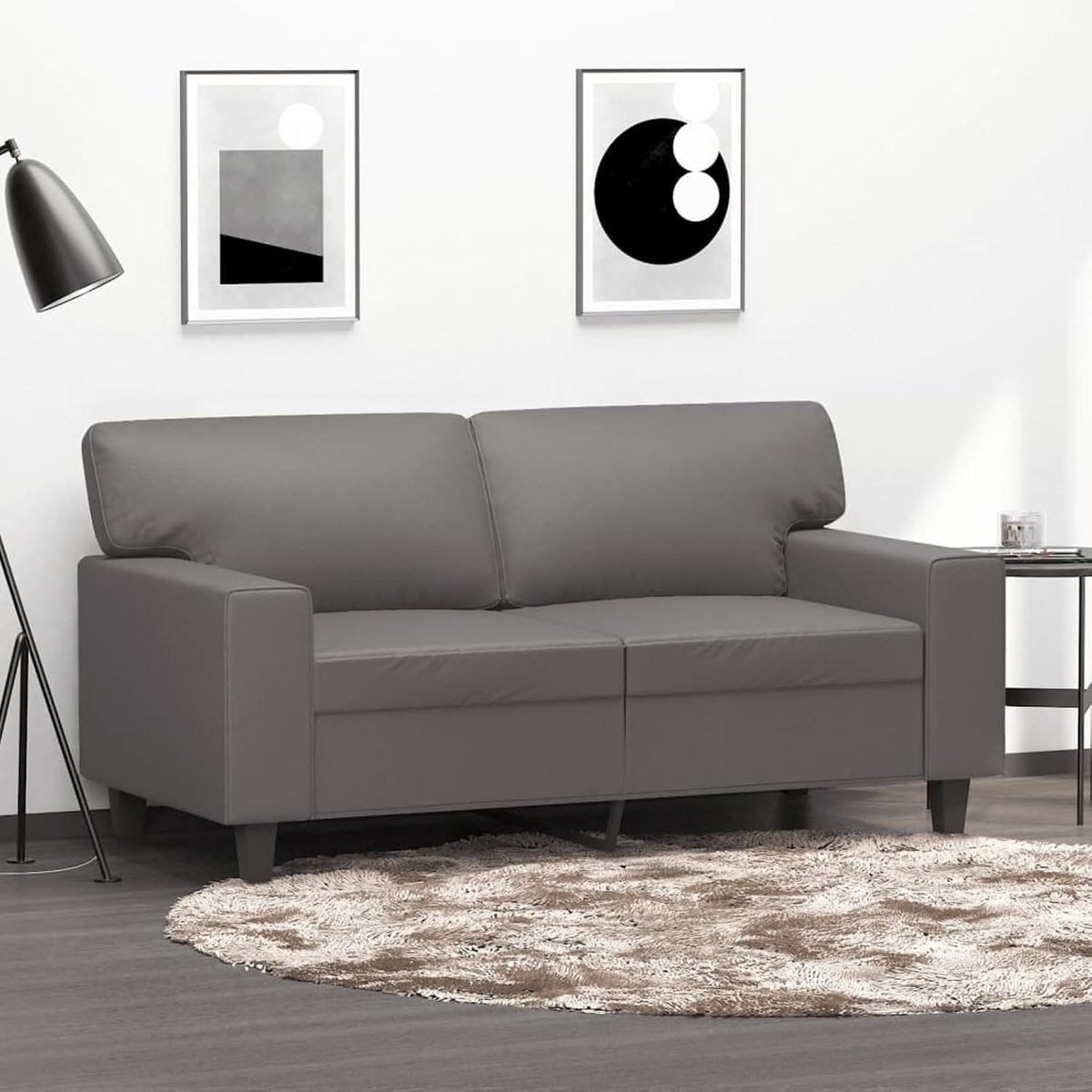 2-zitsbank, grijs, 120 cm, kunstleer, gestoffeerde bank, zitgroep, bank voor woonkamer, appartement, kantoor, logeerkamer, 359414