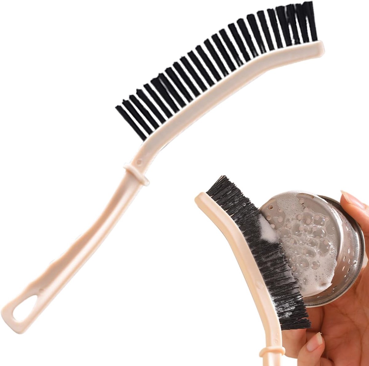 Voegenreinigingsborstel – nylon borstelharen, 1,18 inch kop, verlengde handgrepen, wrijvingsschuurgereedschap voor het verwijderen van vuil, smalle voegenreinigingsborstel, vloervoegen, wastafelranden