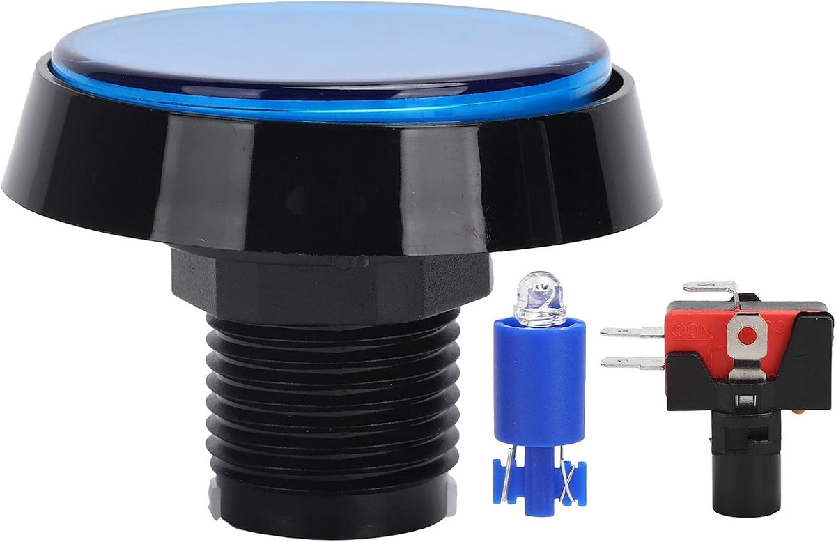 Drukknop 60mm - LED verlicht - Blauw - Micro switch - Voor videospelconsole