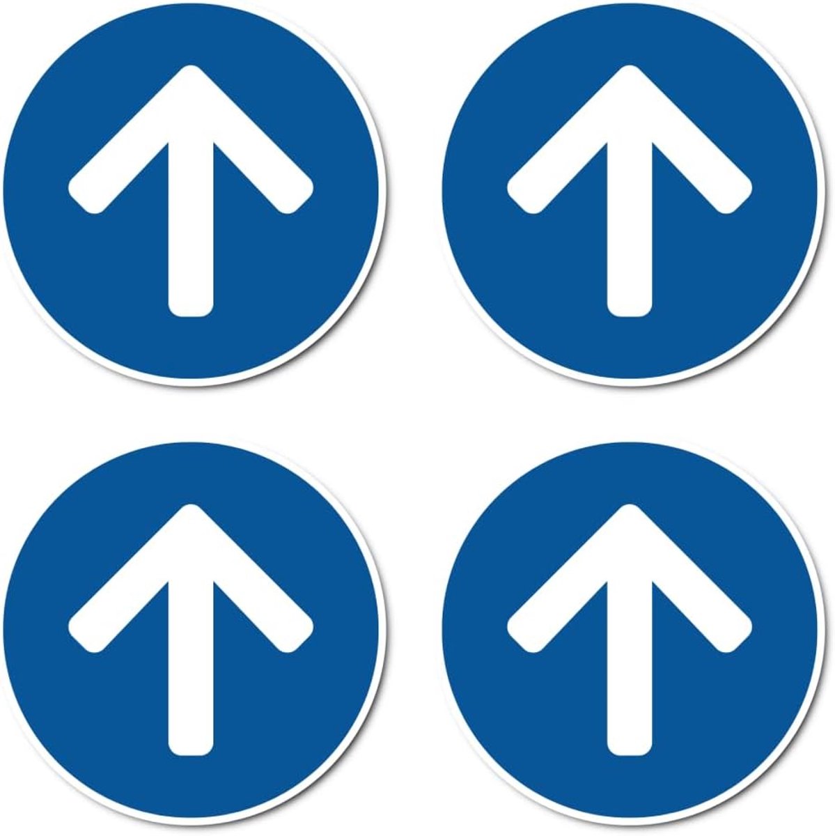 Links, rechts, boven en beneden - op basis van DIN EN ISO 7010 / ASR A1.3 - Stickers: Ø 10 cm, 4 stuks