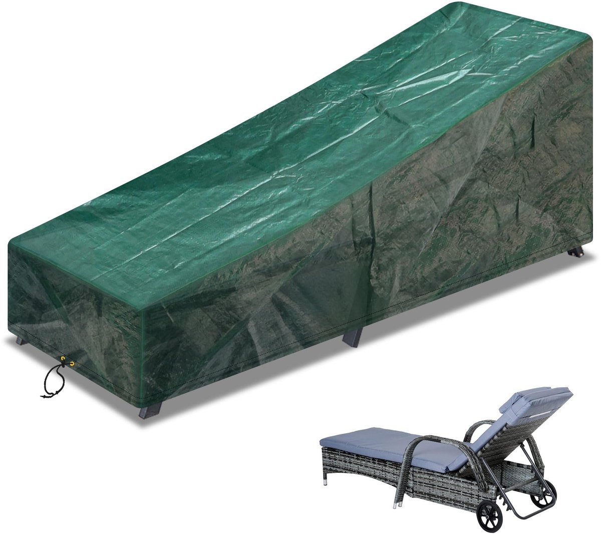Famanu Hoes voor ligstoel, waterdicht, buiten, tuin, winddicht, anti-UV, 220 x 80 x 35/55 cm, polyethyleen wit