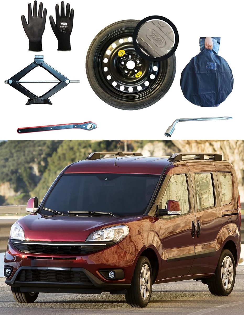 16 inch compatibel met Fiat Doblo M1/N1/Cargo (2010-2022) met krik, sleutel en tas 125/80R16