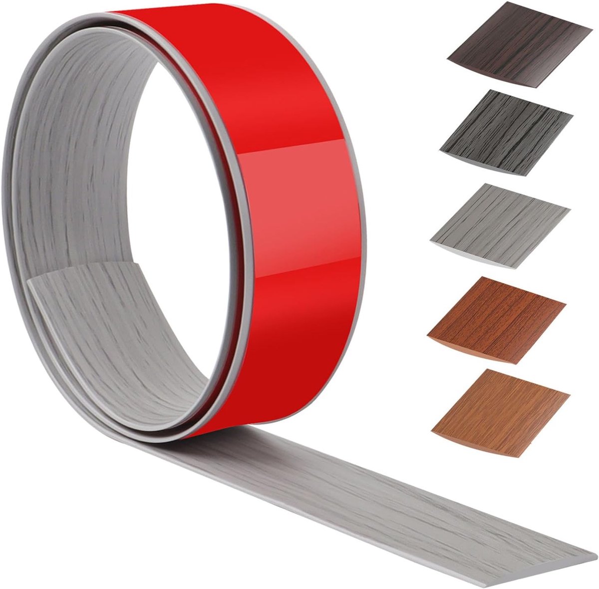 Drempelstrip, pvc-zelfklevende deurdrempel, drempelovergangsstangen voor keuken, woonkamer, voor het verbinden van uitsparingen van vloer, tegels of tapijt (nieuw grijs hout