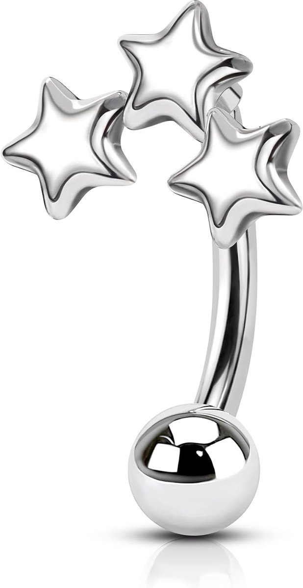 Piercing Sieraden Wenkbrauwpiercing Sieraden Ring 16G 8mm Helix Kraakbeen Oorbellen 316L Roestvrij Staal Zilveren Ster Piercing Minimalistische Conch Tragus Oorbellen voor Vrouwen Mannen