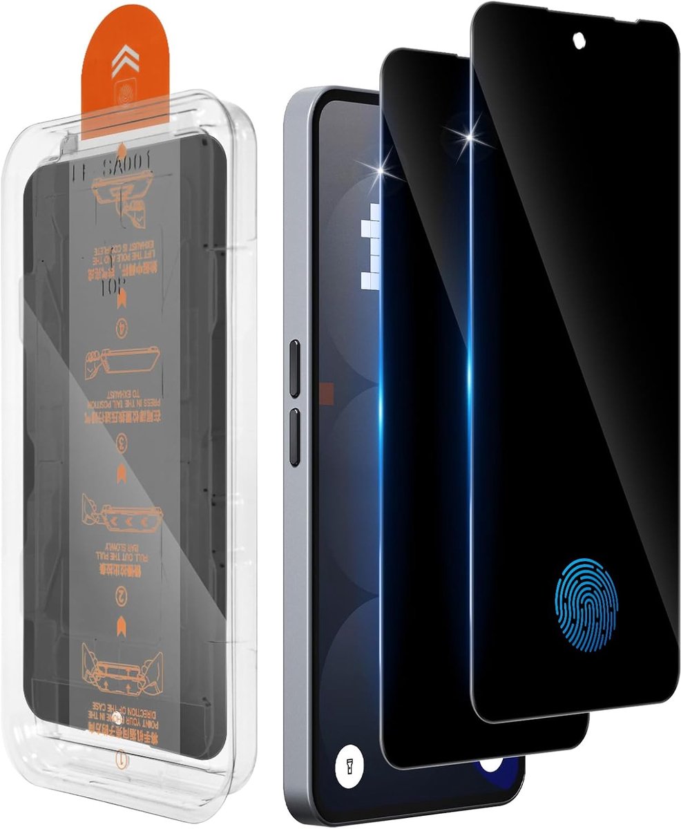 Beschermfolie voor Nothing Phone 3A/3A Pro 5G voor pantserglas, 2 stuks, [auto-installatie], privacyfolie, snelle installatie, anti-spy veiligheidsglas, extreem krasbestendig
