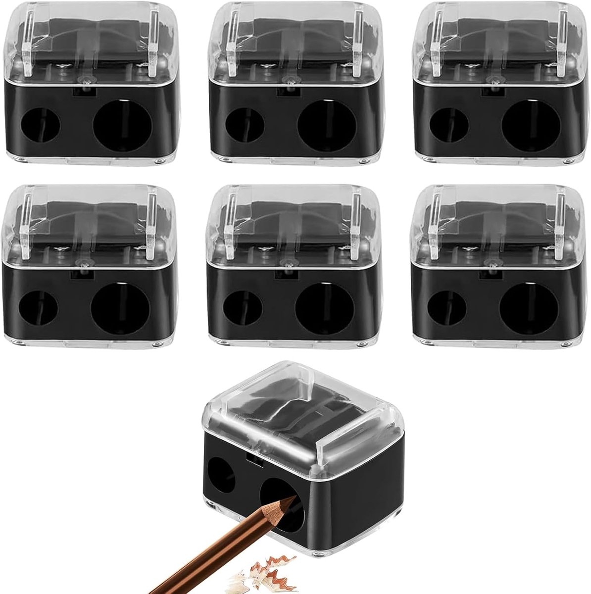 cosmetica-puntenslijper, 6 stuks, zwart, voor wenkbrauwpotlood, lippen en eyeliner