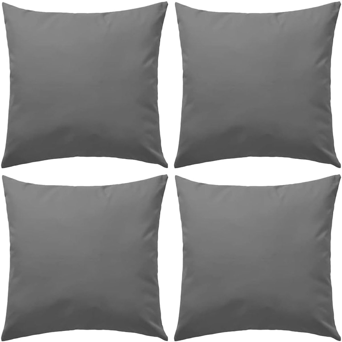 Set van 4 kussenslopen, tuin, 45 x 45 cm, grijs, decoratief kussen
