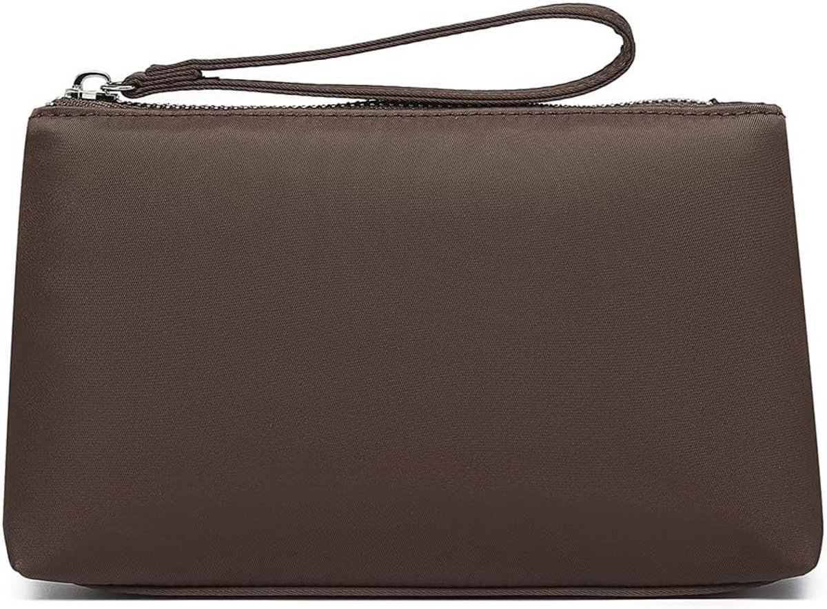 Polsbandjes Tas Make-up Pouch Voor Portemonnee Waterdichte Polsbandjes Tas Met Rits Pocket Creditcard Pouch, Bruin/Nylon, Eenvoudig