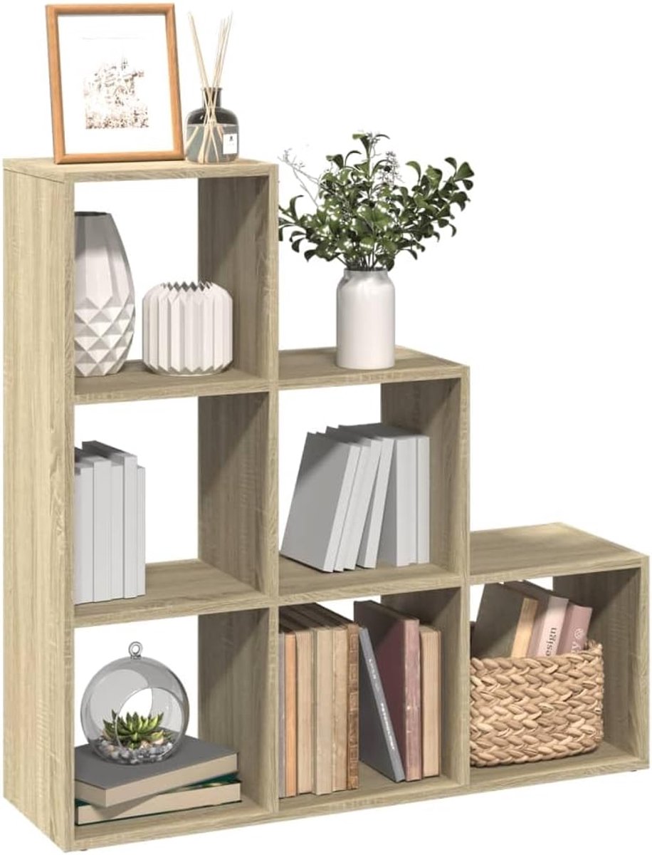 Boekenkast boekenkast opbergrek bookcase opbergrek geschikt voor kantoor slaapkamer hal studie 3 etages Sonoma eiken 99 x 29 x 99 cm