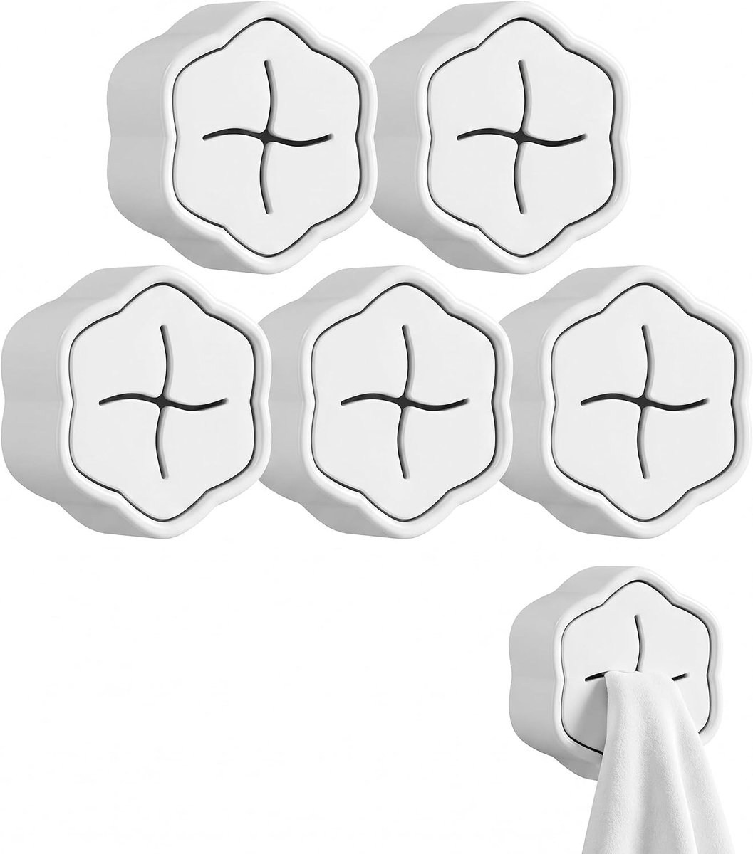 5 x handdoekhouder zonder boren, zelfklevende theedoekhouder, wit, handdoekklem zonder glijden voor keuken, badkamer en camper, eenvoudige montage zonder gereedschap