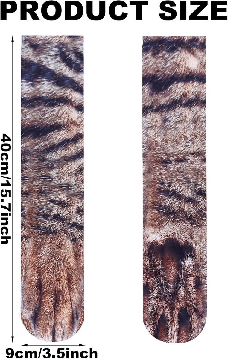 Dierenpoten sokken, 3D dierenhuidpatroon sokken, kerstsok