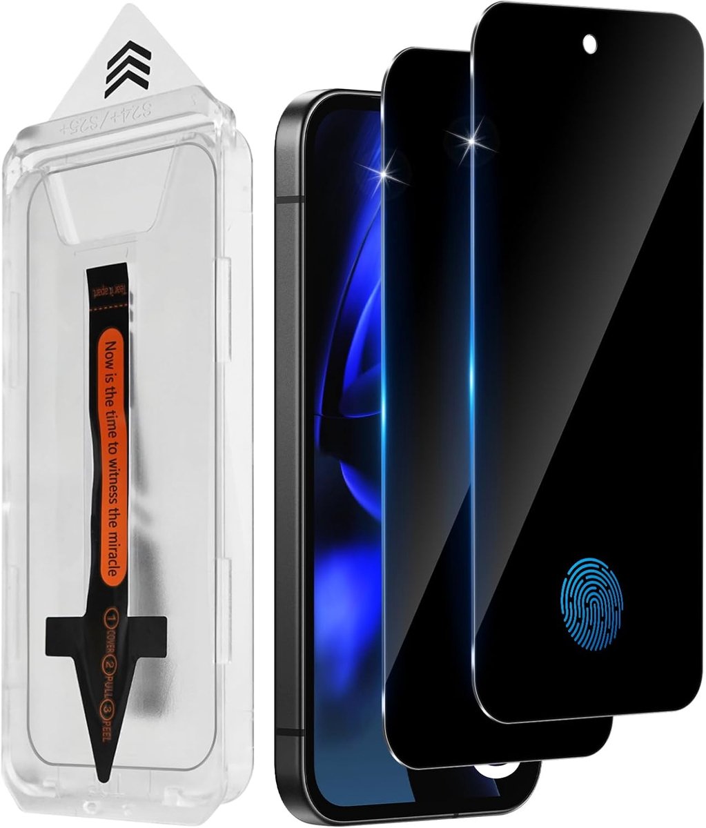 Beschermfolie voor Google Pixel 9A 5G, voor pantserglas, 2 stuks, [auto-installatie], anti-spyfolie, privacyfolie, extreem krasbestendig 9H, anti-vingerafdrukfolie