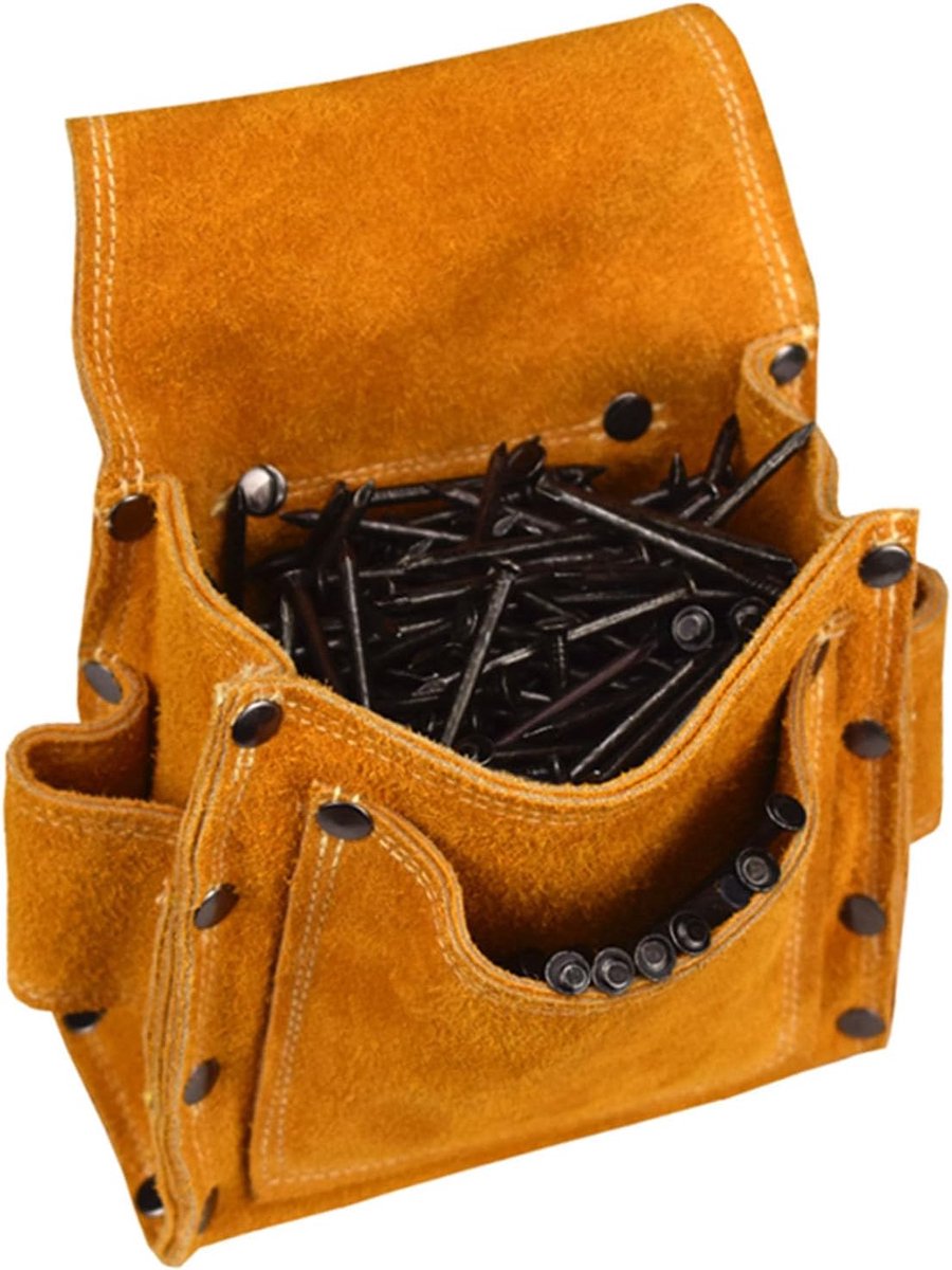 Gereedschapstas, Pocket Greger, Stevige Lederen Gereedschapstas, Timmerman Taille Riemtas voor Houtbewerking Bouw
