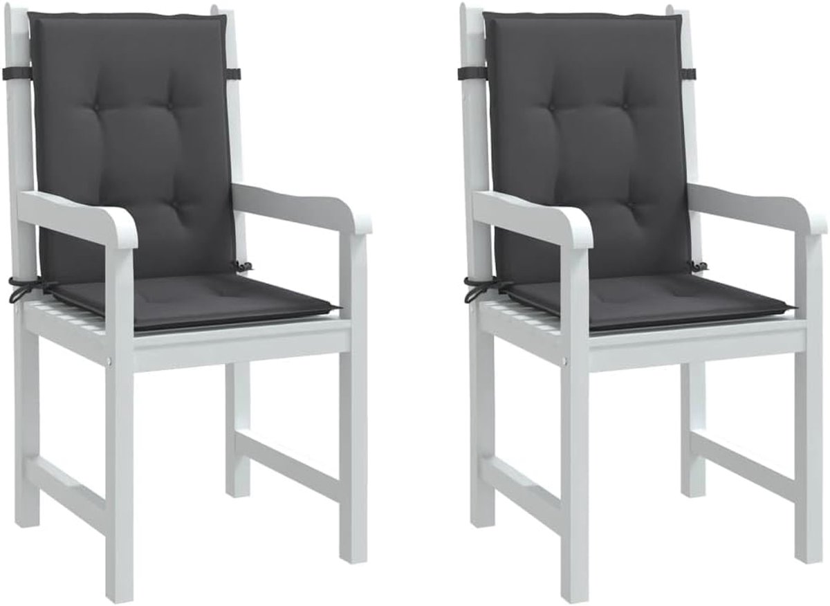 Zitkussen voor lage rugleuning, 2 stuks, melange antraciet, 100 x 50 x 4 cm, stof, zitkussen voor tuinmeubelen