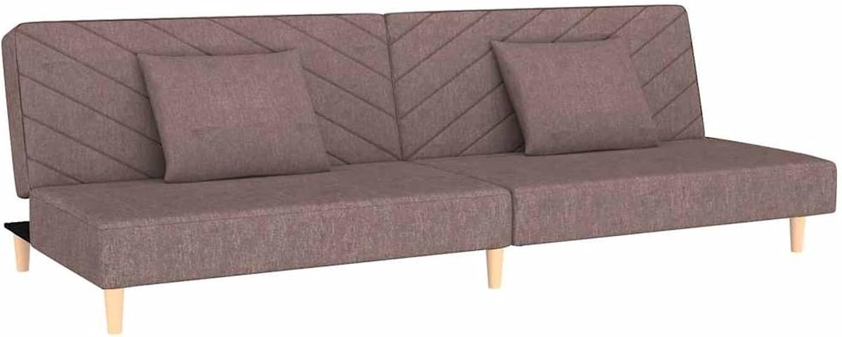 Slaapbank 2-zits met 2 kussens, taupe, stof, slaapbank, dagbed, slaapbank voor woonkamer, logeerkamer, kleine woningen