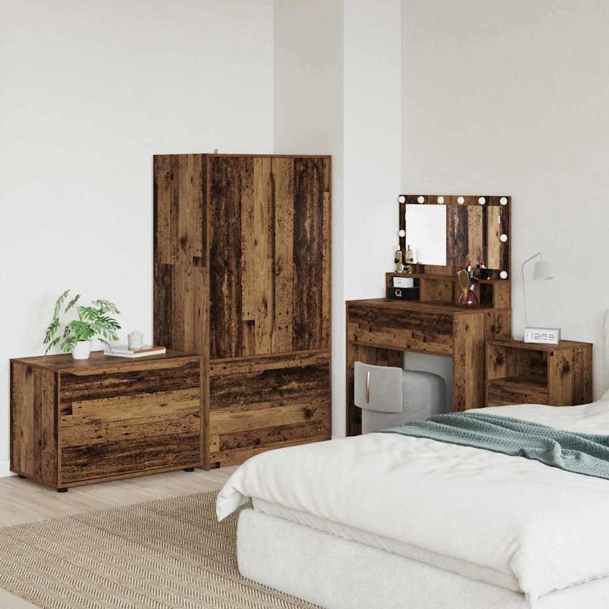 Opbergkast Oud Hout 80x48x57 cm Bewerkt hout met lades, Hoge opslagkast voor woonkamer slaapkamer, minimalistische designkast met verstelbaar rek, stevige kast voor thuis, antieke uitstraling