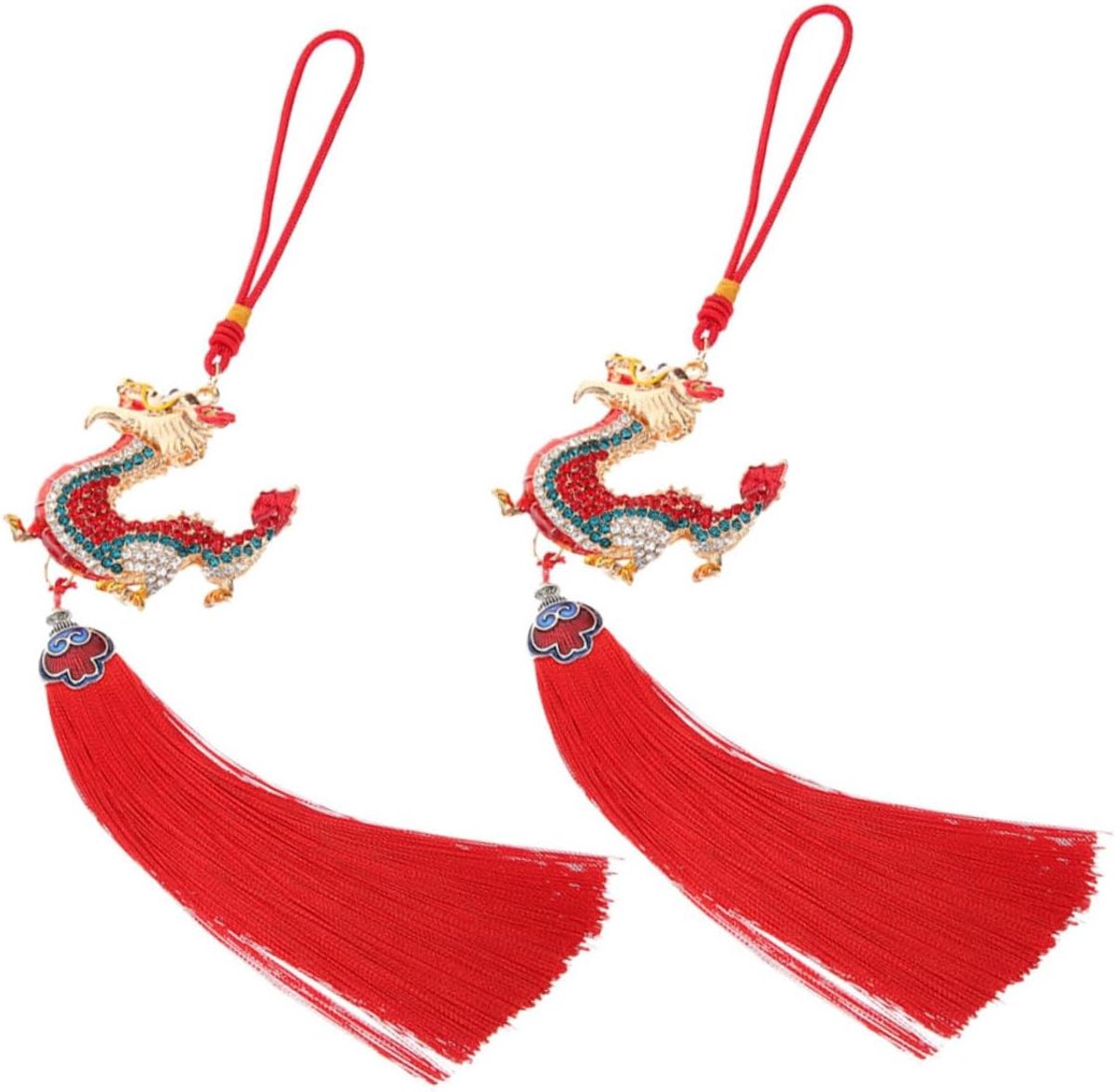 Achteruitkijkspiegel Draak Decoratie 2 Stuks Kristallen Hanger Autospiegel Hangende Ornamenten Chinese Stijl Auto-accessoires