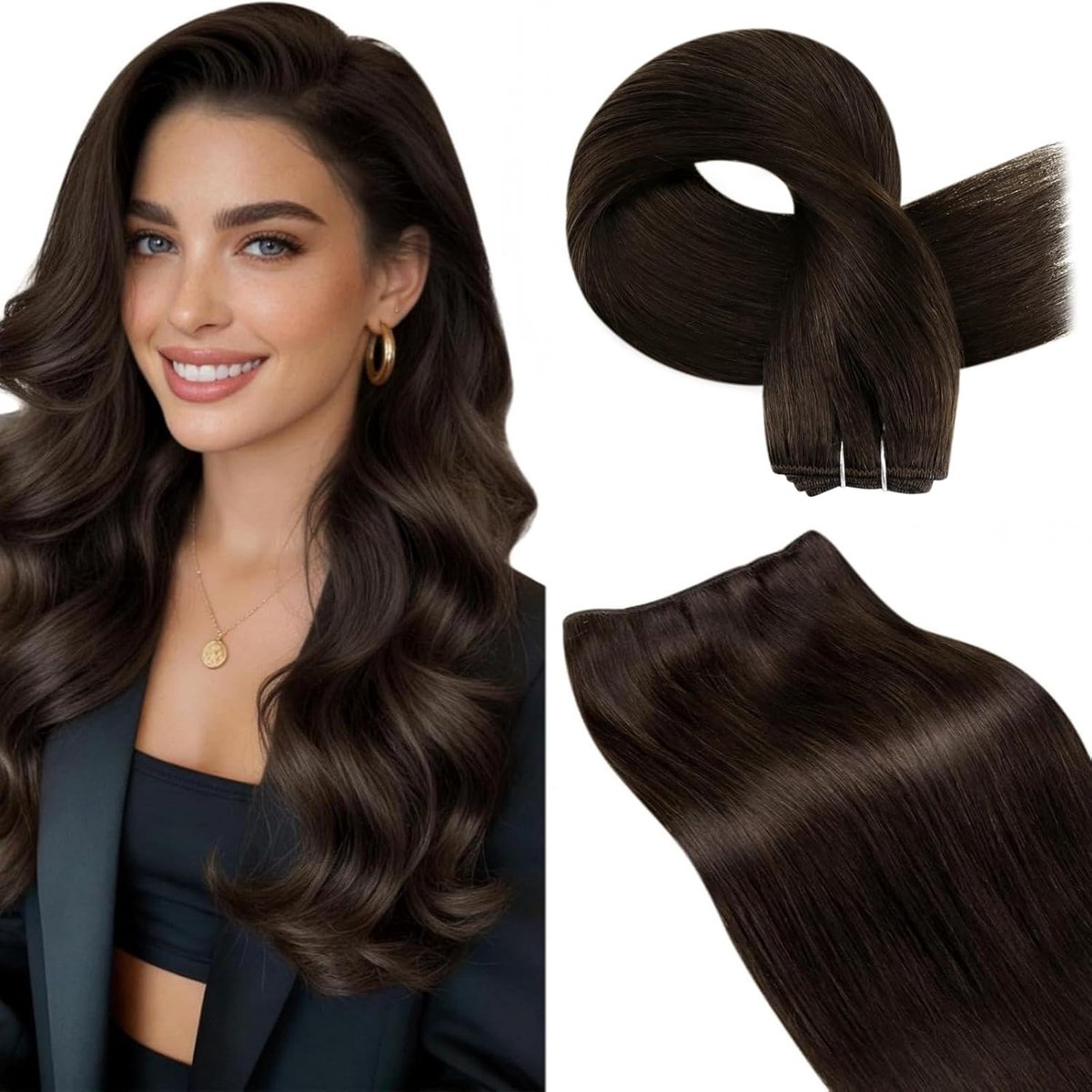 Extensions Echt Haar Weft 55cm 100g Bruin Medio