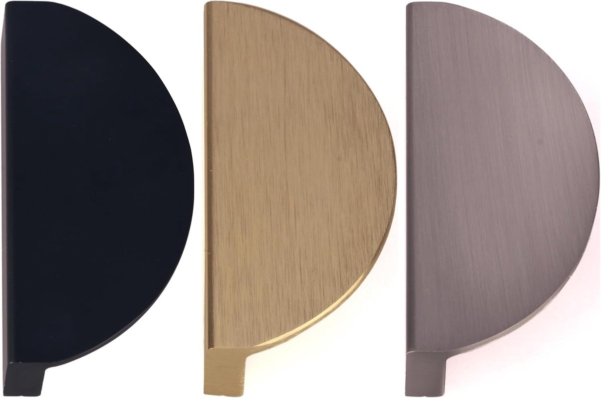 Goods Berlin 2 stuks ronde HALBKREIS meubelgrepen met edelstaal-look / 64mm gatafstand / kastknoppen geschikt voor 15-22mm deurdiktes / grepen voor keukenkasten, commodes, dressoirs, enz.