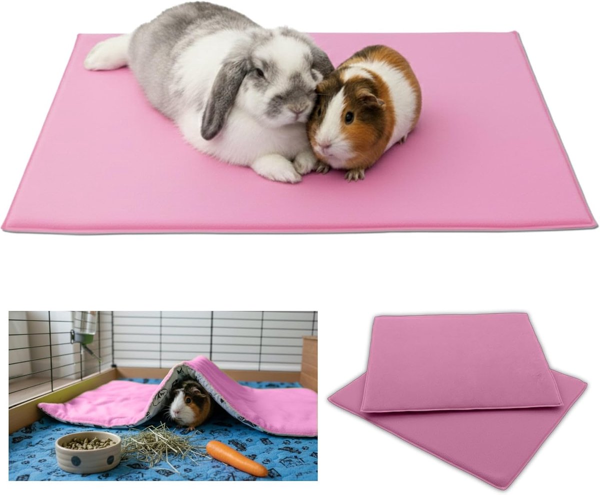 Set van 2 fleece dekentjes/matjes voor cavia's en konijnen