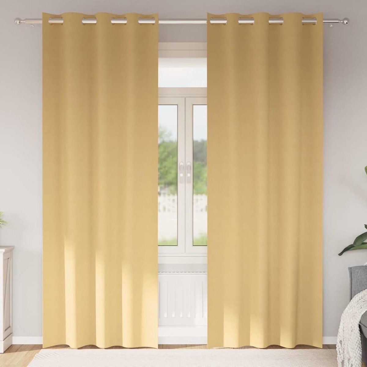 Gordijnen met gordijnen, 2 stuks, beige, 260 x 140 cm, polyester, inkijkbescherming, zonwering voor ramen, deuren, slaapkamer, woonkamer