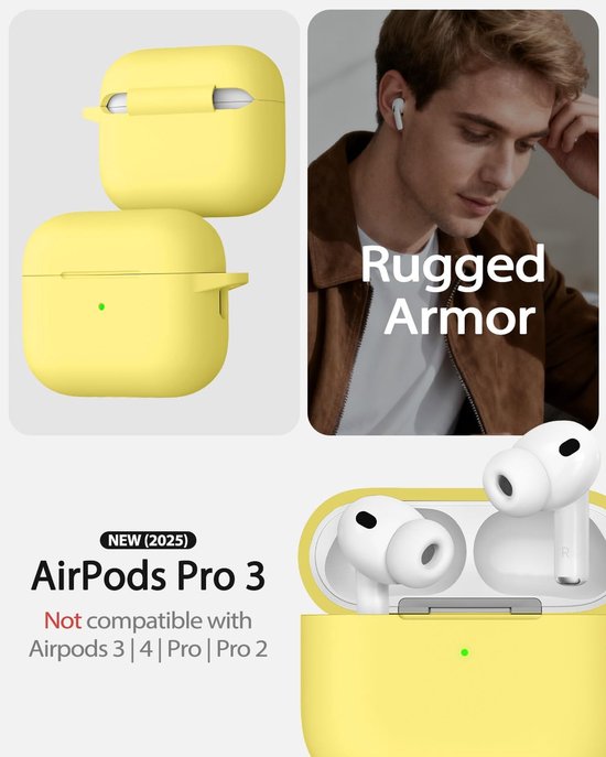 Siliconen voor AirPods Pro 3 Hoes, Yellow — afbeelding 2