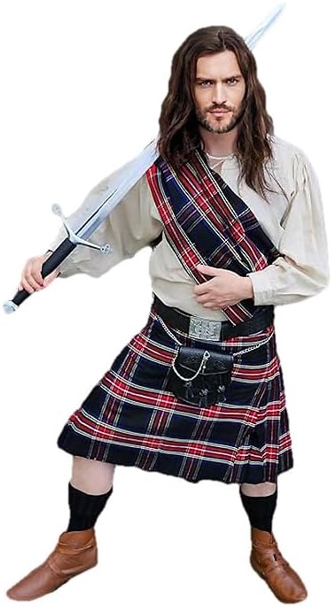 Rok, 8 yard Kilt, Black Stewart Tartan