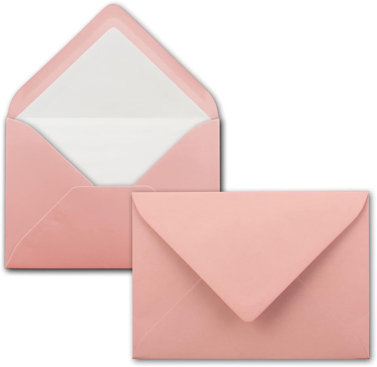 50 enveloppen in oudroze (roze) met witte binnenvoering - enveloppen in DIN B6-formaat - 12,5 x 17,6 cm - zijdevoering - natte lijm