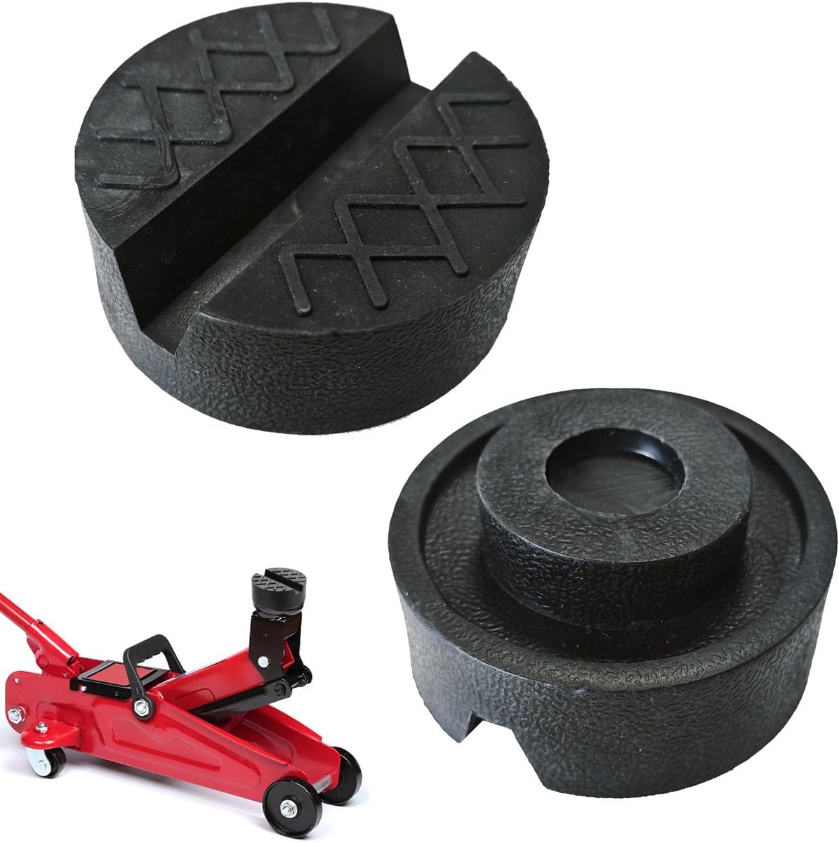 Set van 2 rubberen pads voor krik, universele rubberen pad voor krik en hefbrug, antislip rubberen blok voor onderstelbok, beschermkussen voor autochassis, draagkracht tot 3 ton