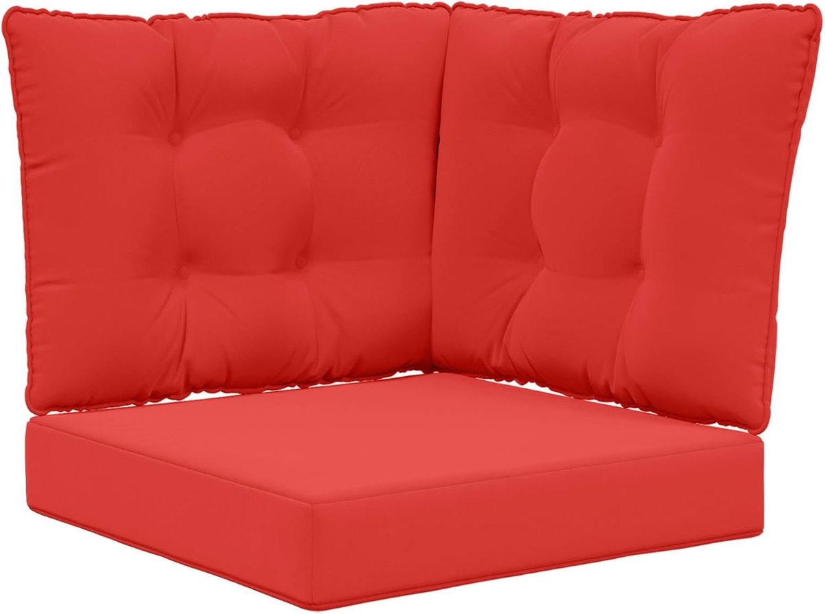 Bankkussens voor buiten, set van 3, rood, polyester, schuimkussen met ondersteunende vulling en goede terugslagkracht voor tuinmeubelen, terrassen of balkons