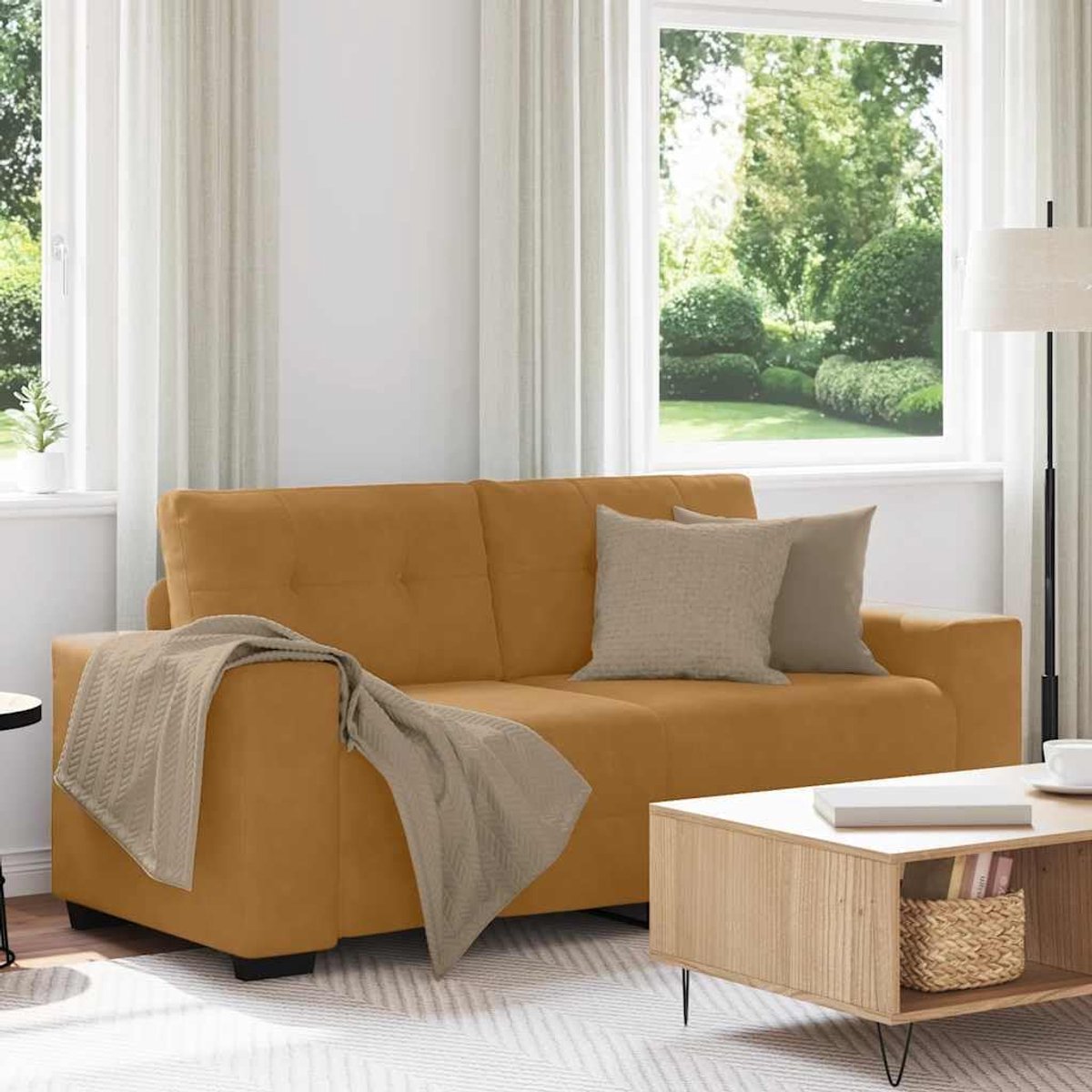 Relaxbank met fluwelen bekleding en metalen frame 180x77x82 cm bruin voor woonkamer slaapkamer en studeerkamer