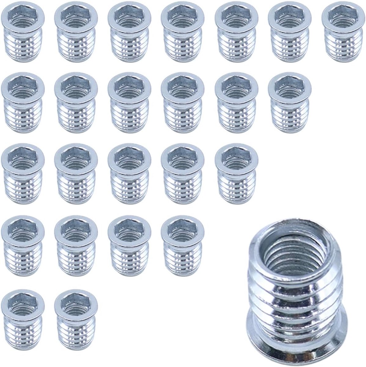 25-Pack M10x20 Carbon Staal Hex Socket Moer Schroefdraad Houten Meubelinzet