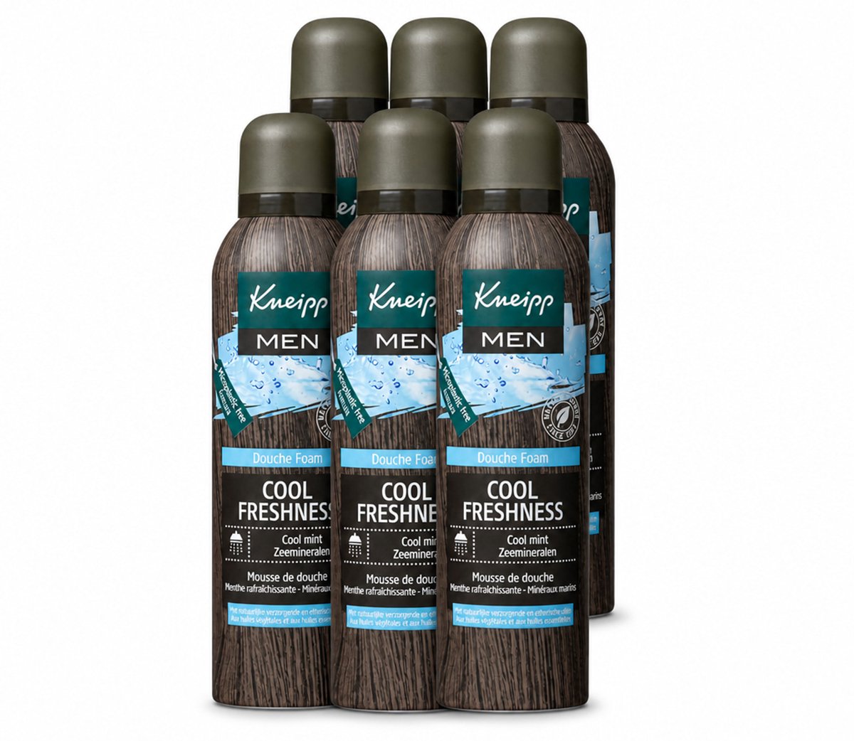 6 x Kneipp - Douche schuim - Men Cool Freshness - Frisse geur - 200 ml - Voordeelverpakking - 6 stuks