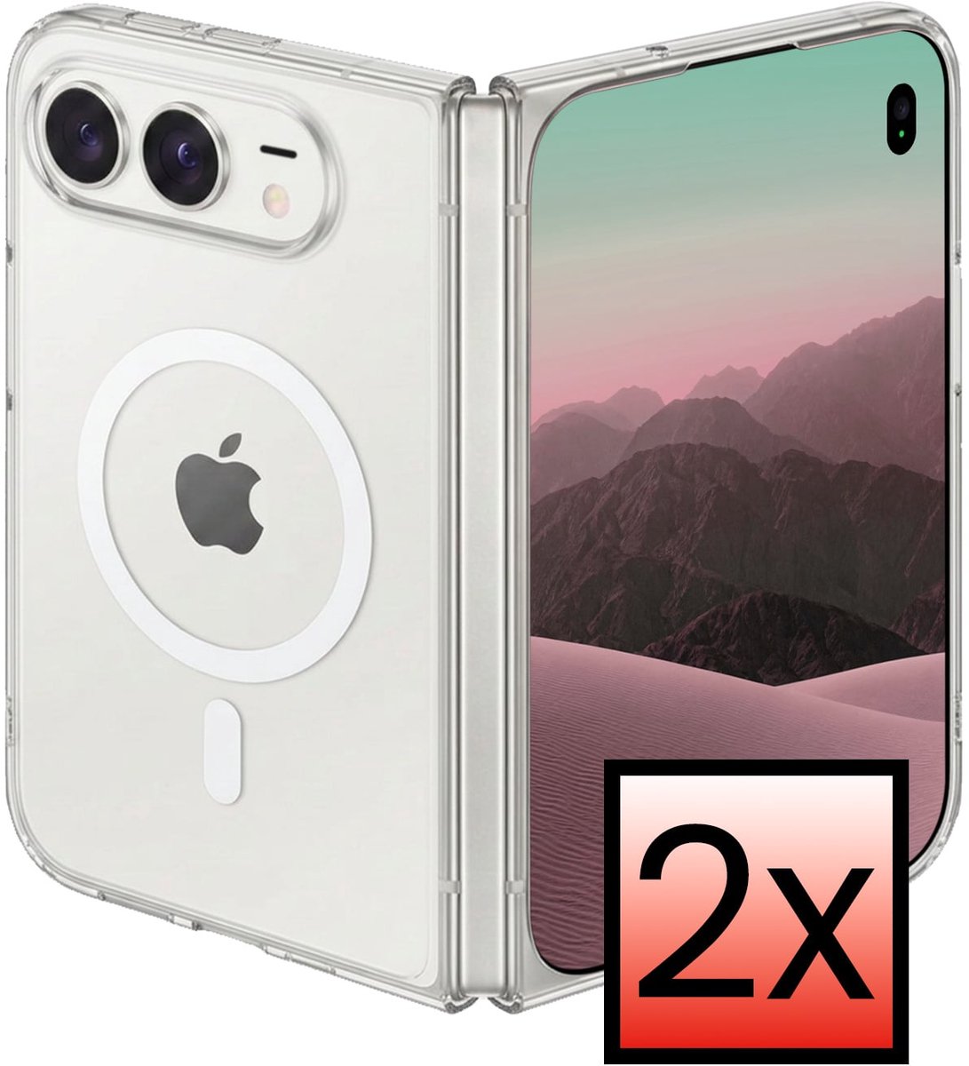 Hoesje - 2 Stuks - Geschikt voor Apple iPhone Duo - Magsafe Compatible - Sterk & Shockproof - Back Cover - Shock Proof Case - Telefoon Hoes - Transparant