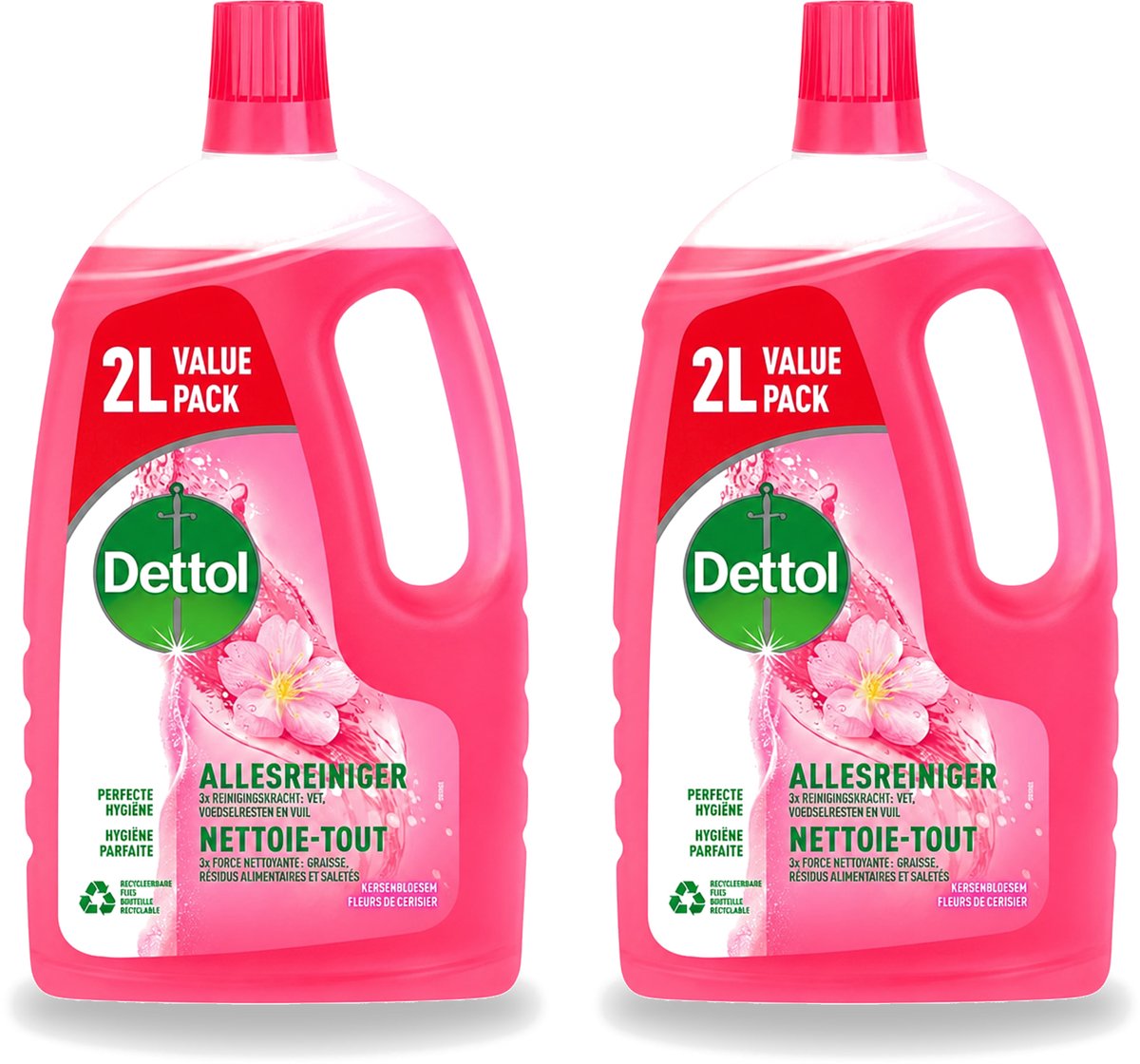 2 x Dettol - Allesreiniger - Kersenbloesem - Dieptereiniging - 2 liter - Bulkverpakking - 2 stuks