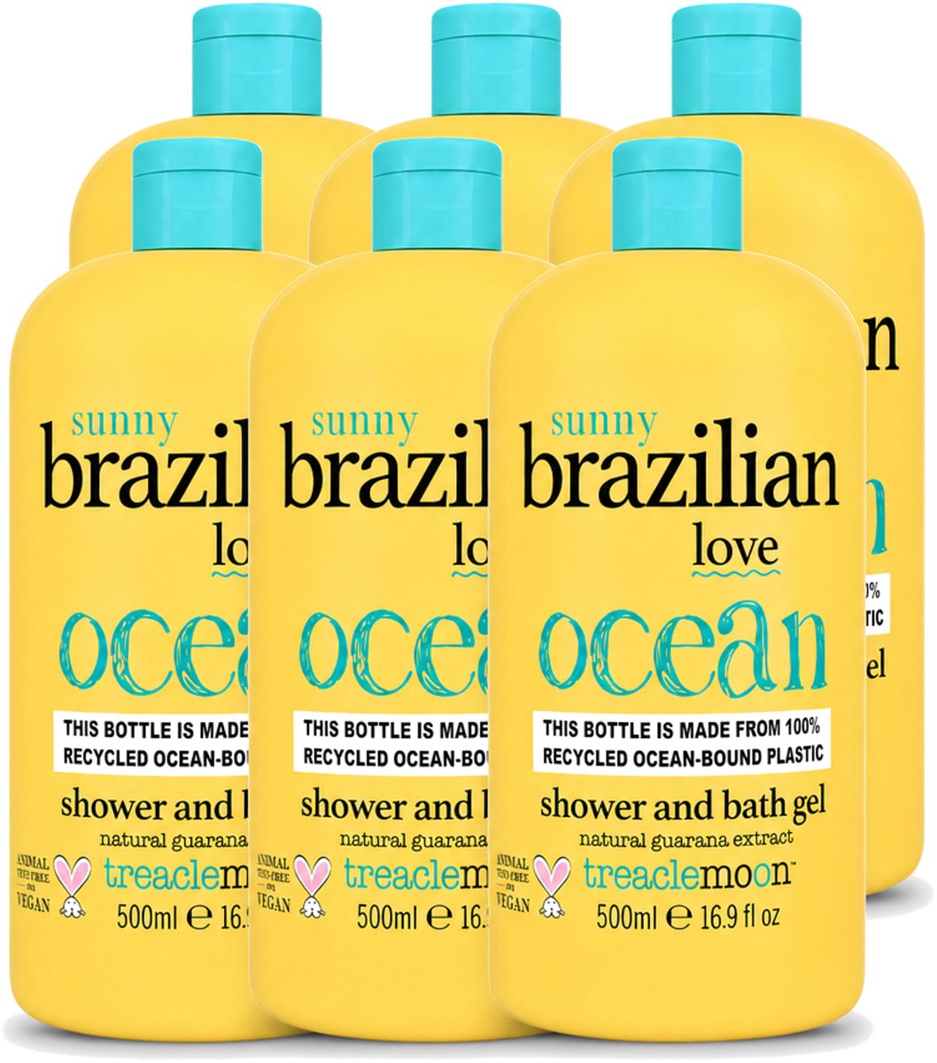 6 x Treaclemoon – Bad- & Douchegel – Brazilian Love – 500 ml - Voordeelverpakking - 6 stuks
