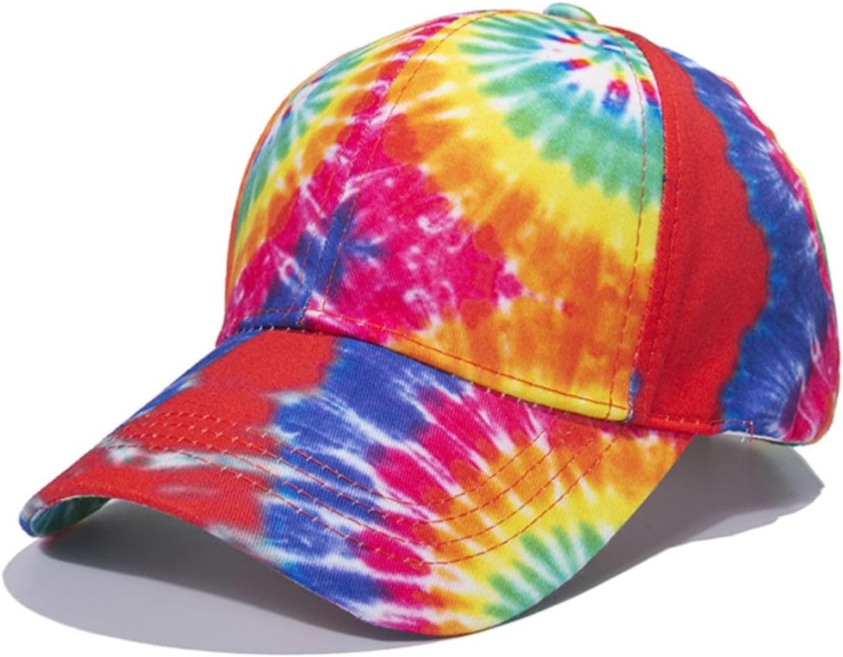 Cap Unisex Tie Dye Cap Zomer Katoen Basecap Print Baseball Cap Verstelbare Baseball Caps Sport Baseball Cap Ademende Zonnekap voor Wandelen Camping