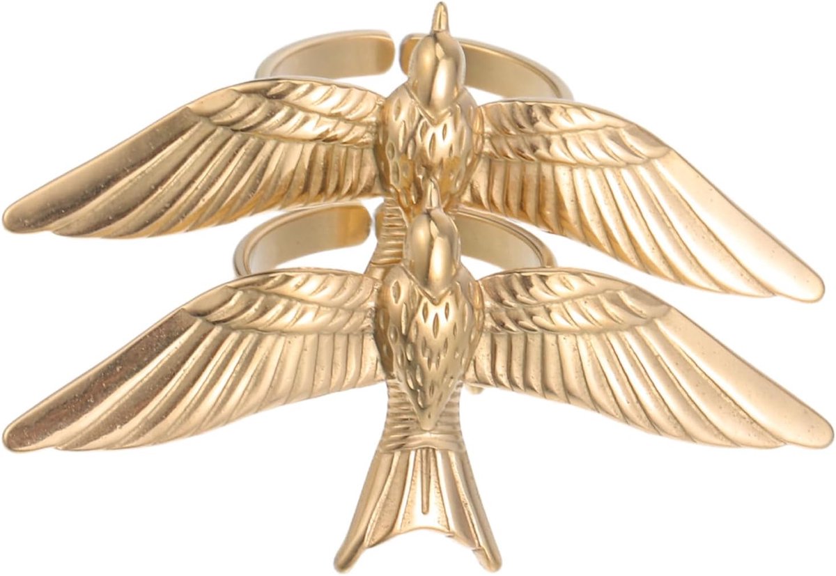 Vintage Verstelbare Open Vogelringen van Roestvrij Staal met Vredesduif Vleugels Statement Finger Rings voor Vrouwen Geschikt voor Dagelijkse Feestelijke Gelegenheden