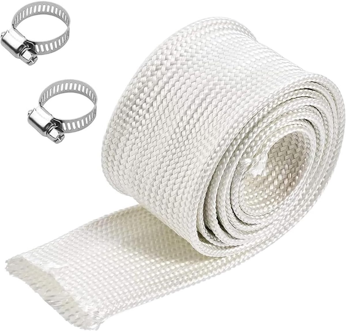 Dailygoods- Vezelmouw 25mm - Warmte-isolatiemouw - Glasvezel - Duurzaam - Hoge temperatuur - Inclusief 2 slangklemmen - Isolatieslang