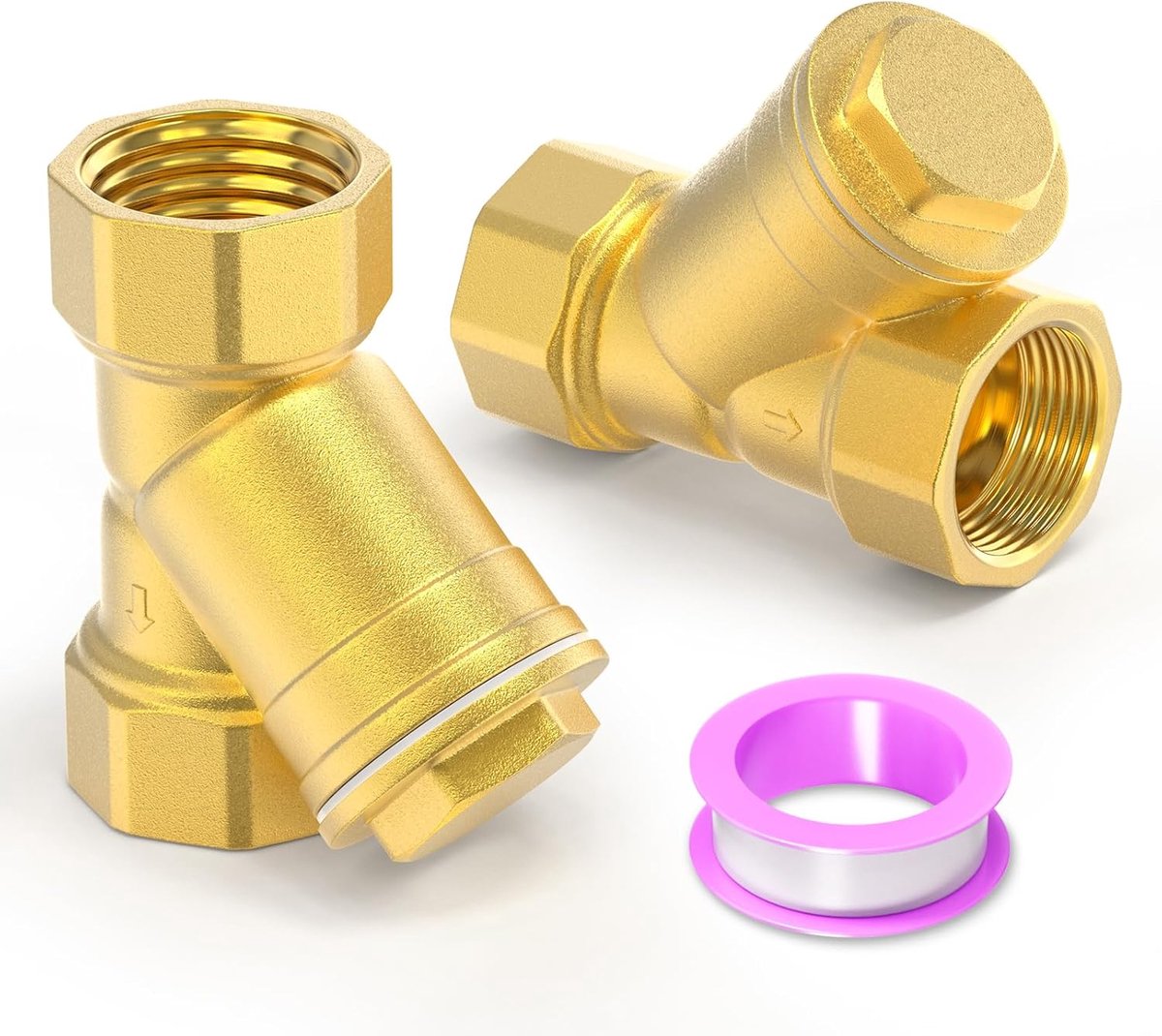 Dailygoods- Zeefgaasfilterklep 2 Stuks - Messing - 3/4" BSP DN20 - Vrouwelijke Schroefdraadklep - Corrosiebestendig - Hoge Drukbestendigheid - Filterk