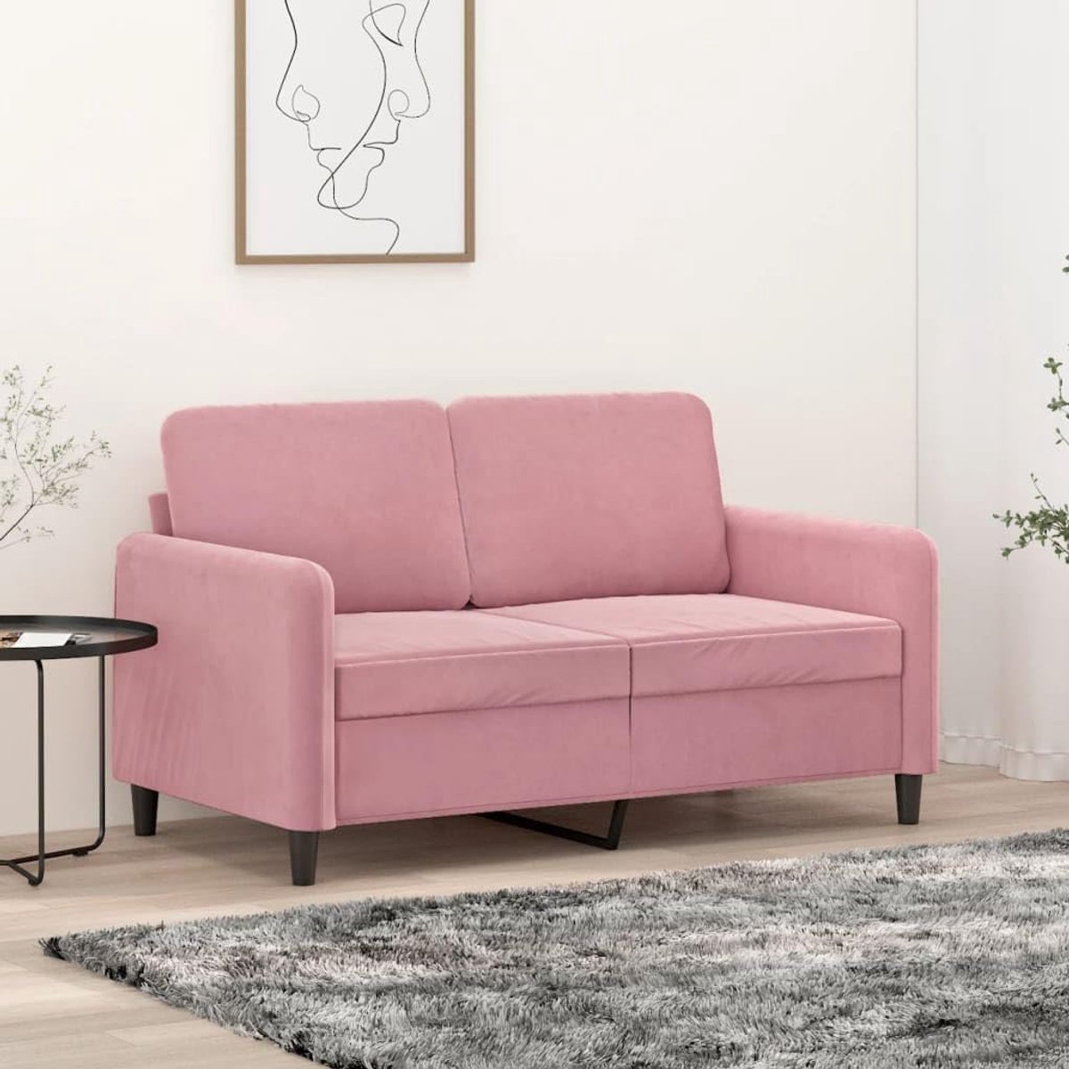 2-zitsbank, roze, 120 cm, fluwelen stof, modern design met metalen frame, comfortabel en robuust, voor woonkamer, ontspannen