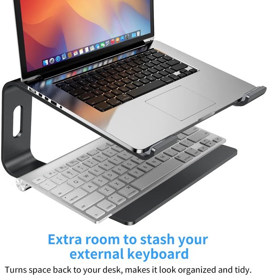 Ergonomische notebookstandaard, aluminium houder, houder, standaard voor MacBook Pro/Air, Huawei MateBook, Surface, Dell, HP, Lenovo en meer laptops van 10 inch ~ 17 inch — afbeelding 3